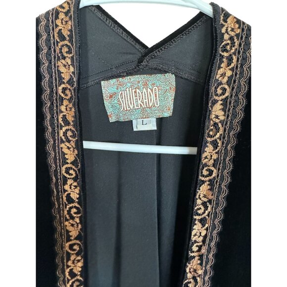 Silverado Velvet Open Front Kimono Long Cardi in Black Women's Large /j2 - Picture 4 of 8